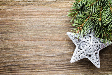 Wood texture with ornament and firtree.
