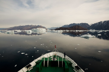 Icebergs Fjord from Expedition Ship - Scoresby Sound - Greenland © Adwo