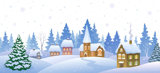 Winter small town banner