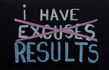 NO EXCUSES. Motivational concept written on chalkboard