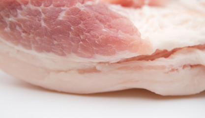 very fat raw pork in a white background