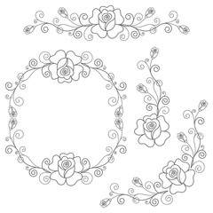 Set of floral design elements