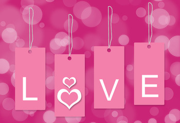 pink love tag white background