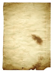 Old blank antique paper on white background