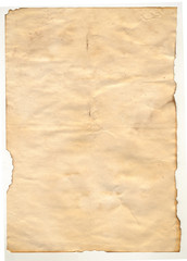 Old blank antique paper on white background