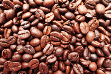 Close up of coffee beans background.
