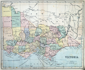 Fototapeta na wymiar Map of Colonial Era Victoria