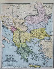 Map of 19th Century Turkey and Greece