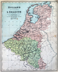 Map of 19th Century Holland and Belgium