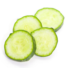 Fresh cucumber slice isolated on white background