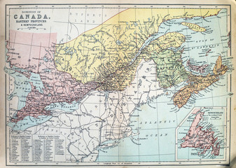Fototapeta na wymiar Map of Eastern Provinces of Canada