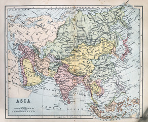 Fototapeta na wymiar Map of 19th Century Asia