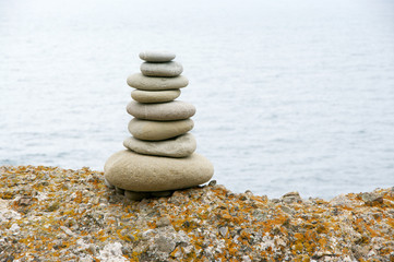 Stack of pebble on seashore