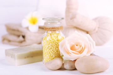 Spa treatments on light background