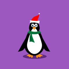 Penguin Wear Santa Red Christmas Hat