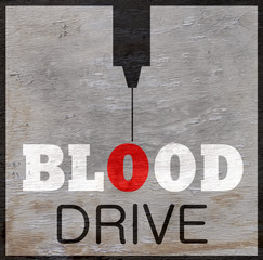 blood drive sign on wood grain texture