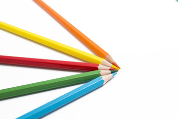 Fototapeta premium Group of colored pencils on white background