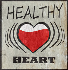healthy heart design on wood grain texture