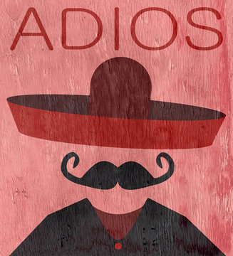 adios design with wood grain texture