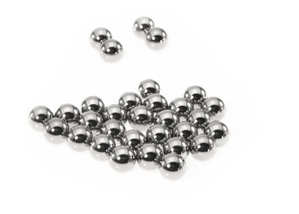 Metallic bearing balls/Metallic bearing balls on white background.