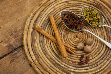 Spices on tray