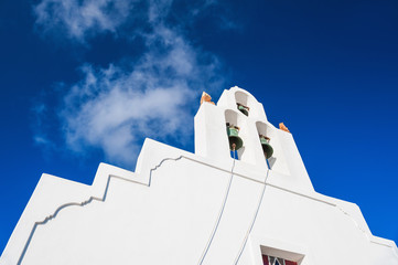 White church against the blue sky.