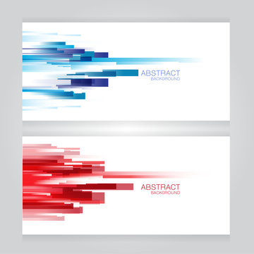 vector set of three banners abstract headers with blue red recta