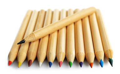 Fototapeta premium Colourful pencils, isolated on white