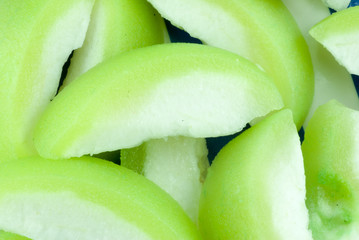 Green unpeeled guava  closeup
