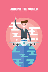 modern design flat character global business vector illustration