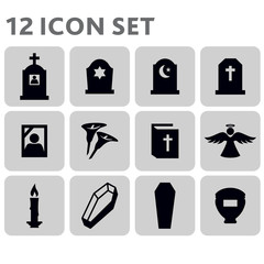 Funeral icons set