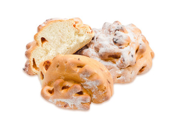 Two buns with jam on a light background