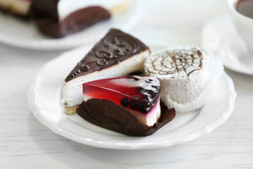 Table at home with food and drinks for friends