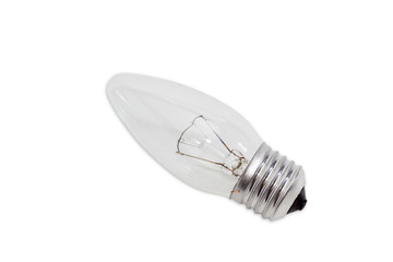 Incandescent light bulb on a light background