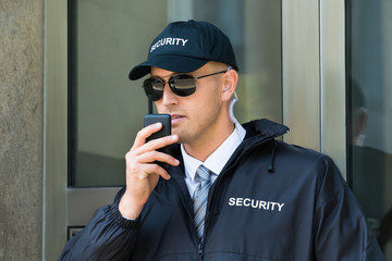 Security Guard Using Walkie-talkie Radio
