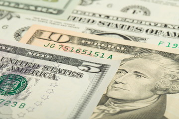Obraz na płótnie Canvas USA dollar money banknotes background