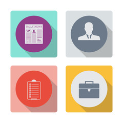 Buttons with shadow. Newspaper vector icon. Business man avatar profile - vector icon. Check list icon. Briefcase vector icon.