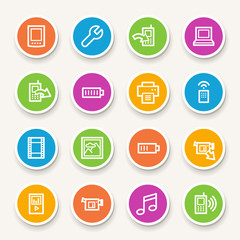 Mobile content web icons set