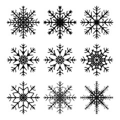 Snowflake silhouette icon, symbol, design. Winter, christmas vector illustration isolated on the white background.