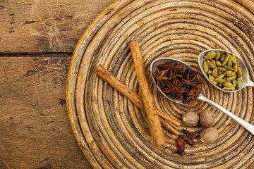 Spices on tray