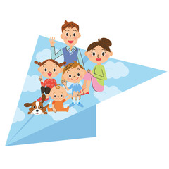 紙飛行機と親子 