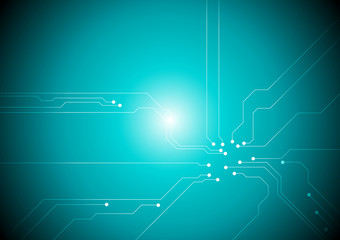 Turquoise tech circuit board background