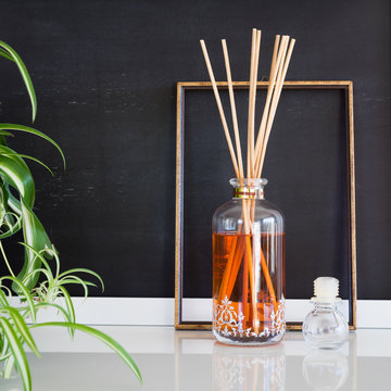 Aroma reed diffuser in contemporary style home interior