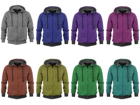 colection of colorfull hoodies