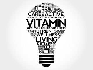 VITAMIN bulb word cloud, health concept