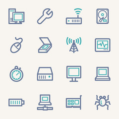 Computer components web icons set