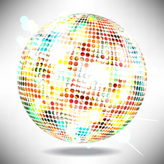 Illustration of an isolated glowing disco ball with space for te