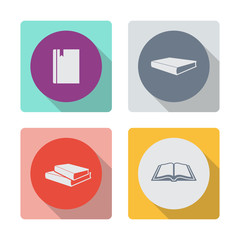 Buttons with shadow. Book or notebook vector icon. Open book vector icon.
