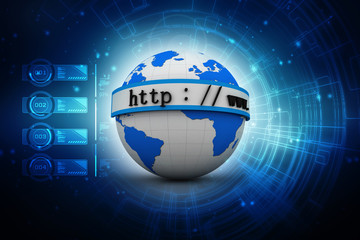 3d illustration Network community concept . globe with http sign
