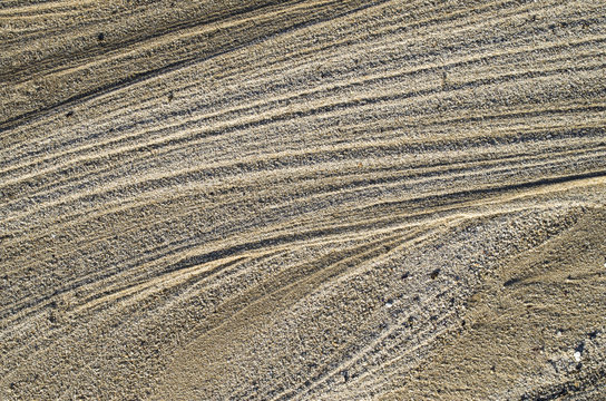 Dry stream in  the sand closeup